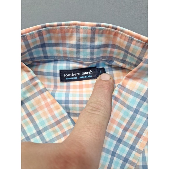Southern Marsh Mens XL Pastel Plaid Cotton Long Sleeve Button Down Easter Preppy - Picture 3 of 10